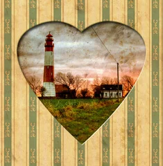 Fototapete Vintage Poster Vintage Heart - Leuchtfeuer