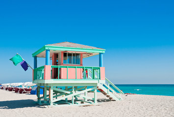 Lifeguard Tower in South Beach, Miami Beach, Florida