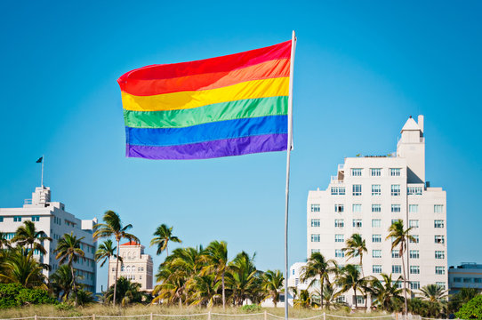 Rainbow Gay Pride Flag, Miami Beach, Florida, USA