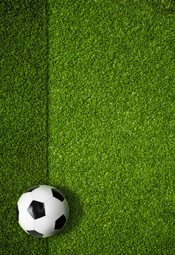 soccer field and ball top view background