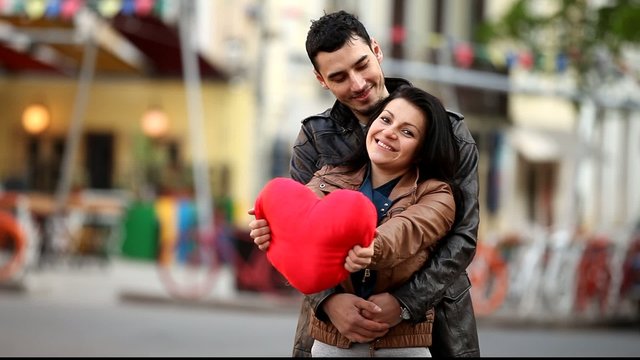Couple with heart shape at otdoor