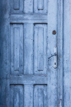 blue old closed door
