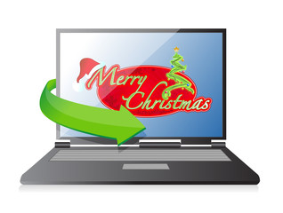 laptop computer - Christmas illustration design