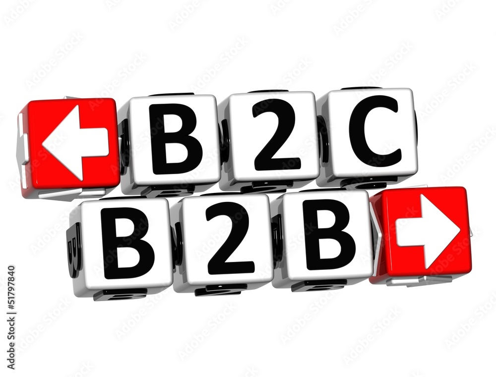 Fototapete 3d b2b b2c button click here block text