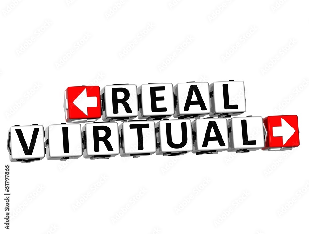Poster 3d real virtual button click here block text