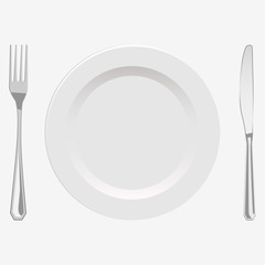 Vector illustration plate and  fork and knife