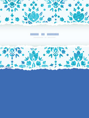 Vertical Torn Frame Seamless Pattern Background With Blue