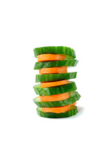 chopped cucumber and carrot