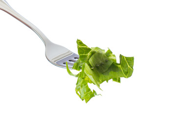Salat auf einer Gabel