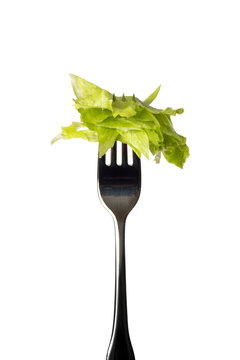Senkrechte Gabel mit Salat