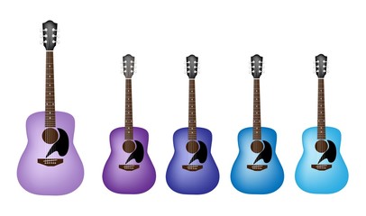 Beautiful Blue and Purple Colors of Acoustic Guitars