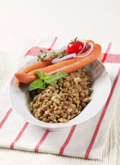 Lentils and vienna sausages