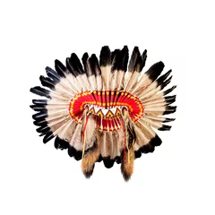 Papier Peint photo autocollant Indiens coiffe de chef indien amérindien (mascotte de chef indien, ind