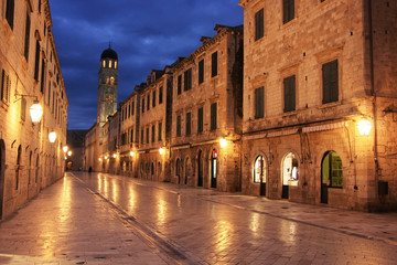 Old town at night, Dubrovnik, Croatia