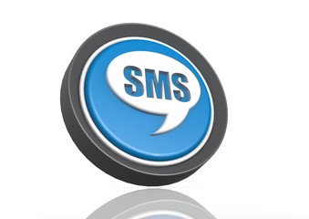 SMS round icon in blue