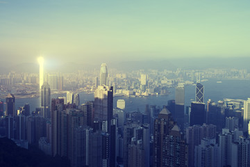 Panoramic views of Victoria Harbour, Hong Kong