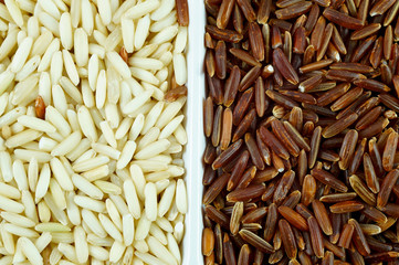 whole grains red and white rice.