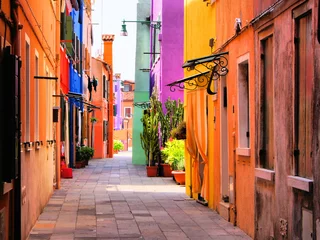 Fotobehang Keuken Kleurrijke straat in Burano, vlakbij Venetië, Italië