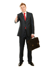 A young businessman giving his hand
