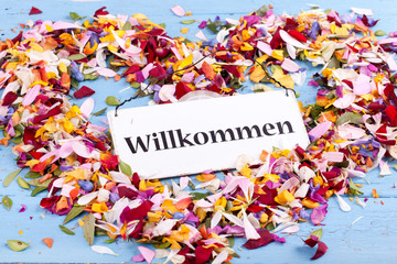Willkommen - Herz aus Bl&uuml;ten