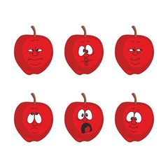 Emotion cartoon red apple set 002