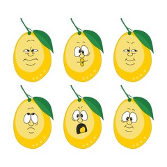 Emotion cartoon yellow lemon set 004
