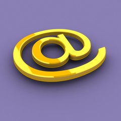 3D abstract golden E-mail symbol