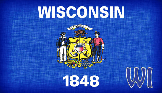 Linen flag of the US state of Wisconsin
