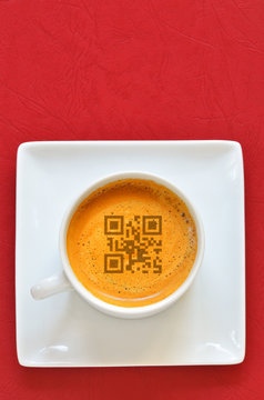 Cup of espresso and smartphones code