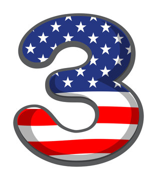 A number three figure with the USA symbols