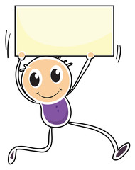 A boy holding an empty signage