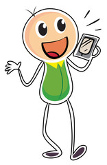 A boy holding a radio