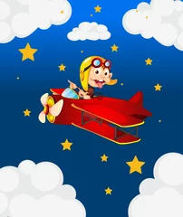 Photo sur Plexiglas Avion, ballon Un avion rouge avec un singe vantard