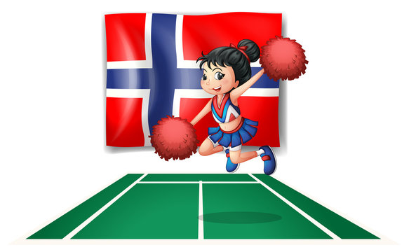 The flag of Norway with a cheerdancer