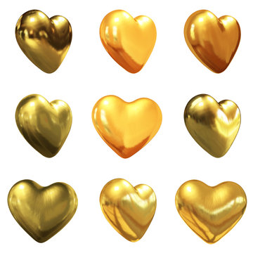 Gold hearts set for wedding design