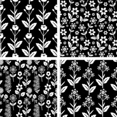 Black and white seamless ornamental patterns