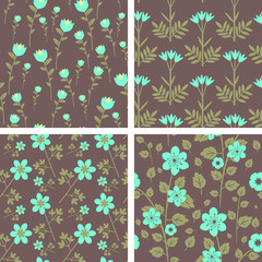 Seamless floral patterns set