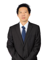 Isolated asian business man over white