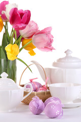 Place setting for Easter close up