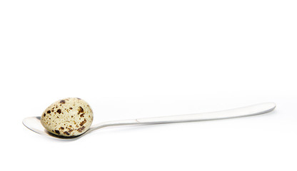 Quail egg on a spoon