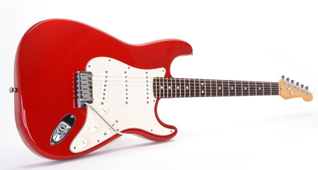 Obraz na płótnie Canvas Gitara elektryczna, czerwony, stojąc bokiem