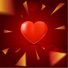 Red background with heart and shining elements
