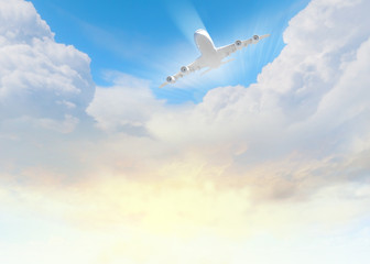 Naklejka na ściany i meble Image of airplane in sky