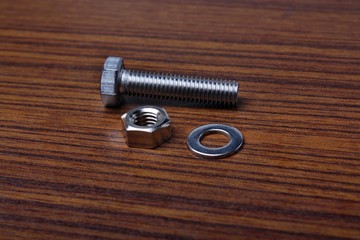 Washer bolt nut on the table