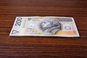 Polish money salary on the table