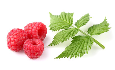 Raspberry with leaf