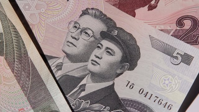 Korean banknotes backgroung rotating