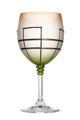 empty colored wine glass isolated on white