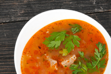 bowl of hot tomato soup