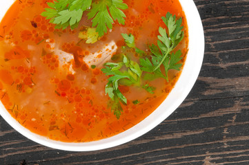 bowl of hot tomato soup